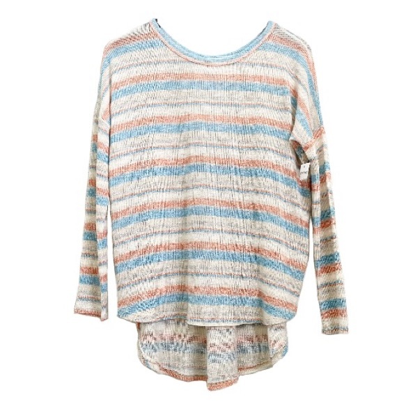 SADIE & SAGE Multicolored Stripe Hi-Low Long Sleeves Knit Top Size S NEW - Picture 5 of 14